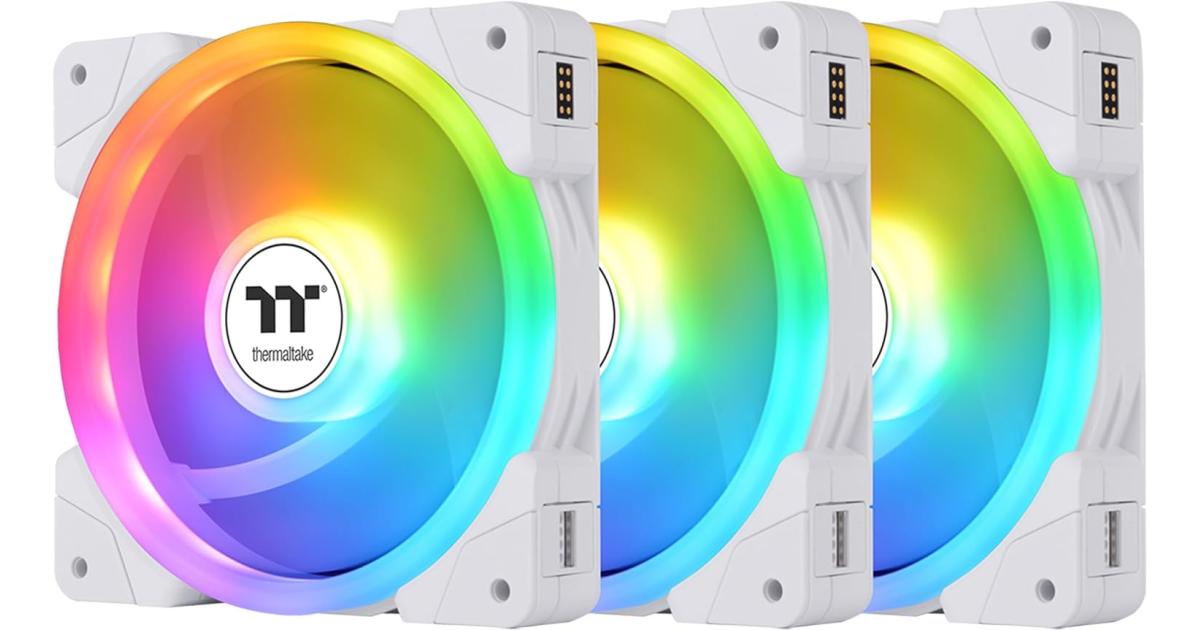 Thermaltake SWAFAN EX 14 ARGB PC Cooling Fan 3x Fan Pack up to 2000 RPM Magnetic Connection Reversable Blades Sync with MB RGB Software - White