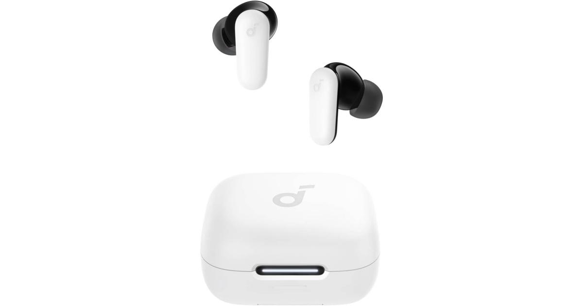Anker Soundcore R50i NC Earbuds, Strong and Smart Noise Cancelling, Powerful Bass, 45H Playtime, 2-in-1 Case and Phone Stand, IP54, Wireless Earbuds, Bluetooth 5.4 - White
