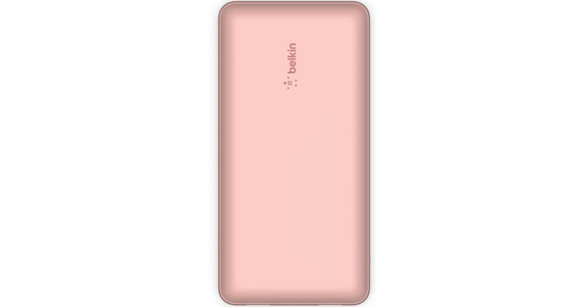 باور بنك (شاحن متنقل) Belkin BoostCharge, USB C 20000mAh w/ 2xUSB-A Ports, 15W, iPhone 17, Air, Pro, Samsung Galaxy S25, iPad, Nintendo Switch 2, Google Pixel 10, etc. - Pink