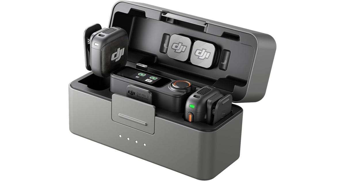 DJI Mic 3 (2 TX + 1 RX + Charging Case), Wireless Microphone for iPhone/Camera/Android, Ultralight, Adaptive Gain Control for Balanced Volume, Dual Band Anti-Interference, 28hrs Use, Vlog