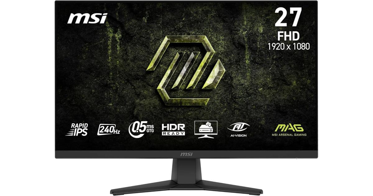 MSI MAG 272F X24 27" Full HD Rapid-IPS 240Hz 0.5ms HDR Ready AI Vision AMD FreeSync™ Premium w/ HDMI 2.0 & DisplayPort , Black
