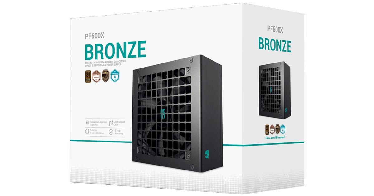 Deepcool GamerStorm PF600X 80 PLUS Bronze 600w Non-Modular ATX12V Long-Life 120mm Fan Sleeved Cables Premium Electrolytic Capacitors- Black