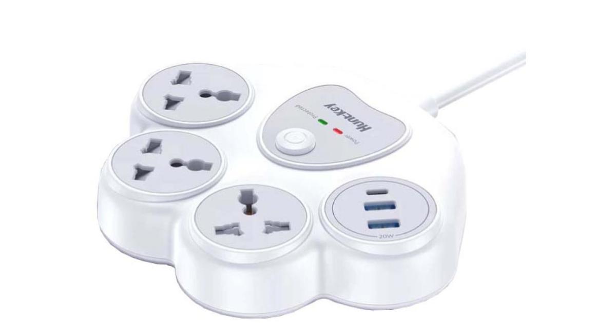 Huntkey SZN307C (Charge Station F20) 3*AC outlets,2*USB-A ports,1*USB-C ports | Surge Protect 1.5M - White