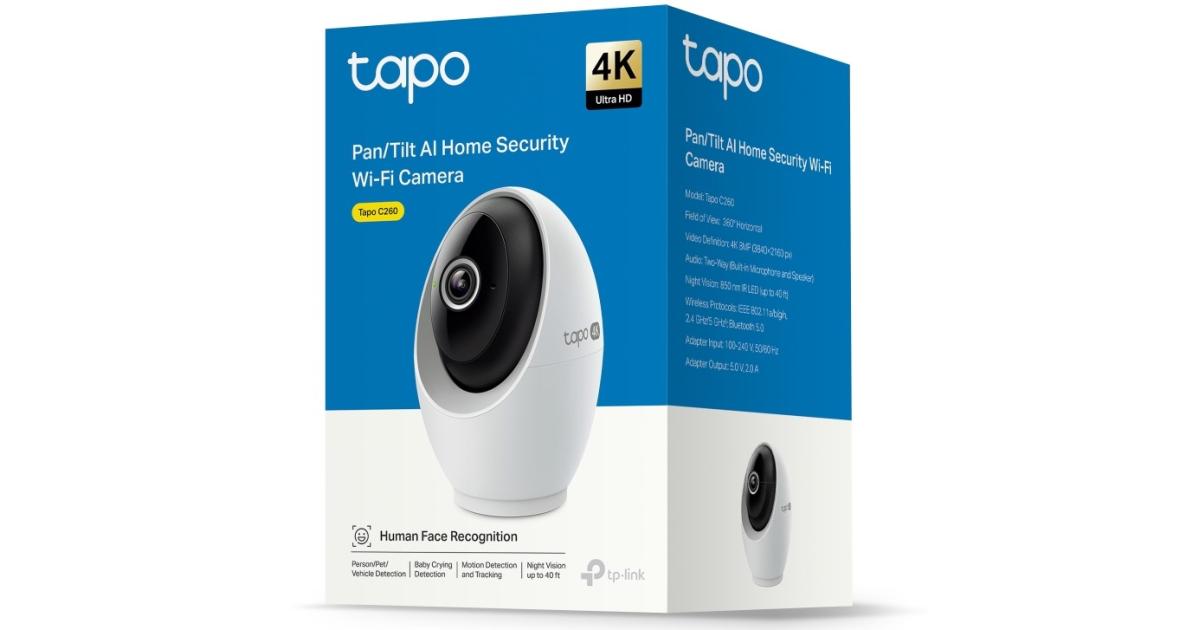 TP-LINK Tapo C260 4K Pan/Tilt Indoor Security Camera for Baby Monitor, Dog Camera w/Motion Detect and Track, 360° View, Color Night Vision, SD/Cloud Storage, Works w/Alexa, Google, and Bixby RoomCam 4K