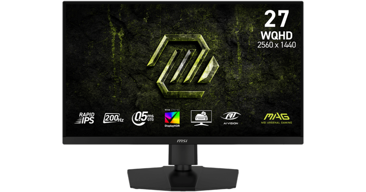 MSI MAG 274QPF E20 27" Rapid IPS 2K 200Hz 0.5ms HDR 400 AMD FreeSync™ Premium AI Vision Adjustable Stand w/ 2x HDMI & DisplayPort & USB C - Black