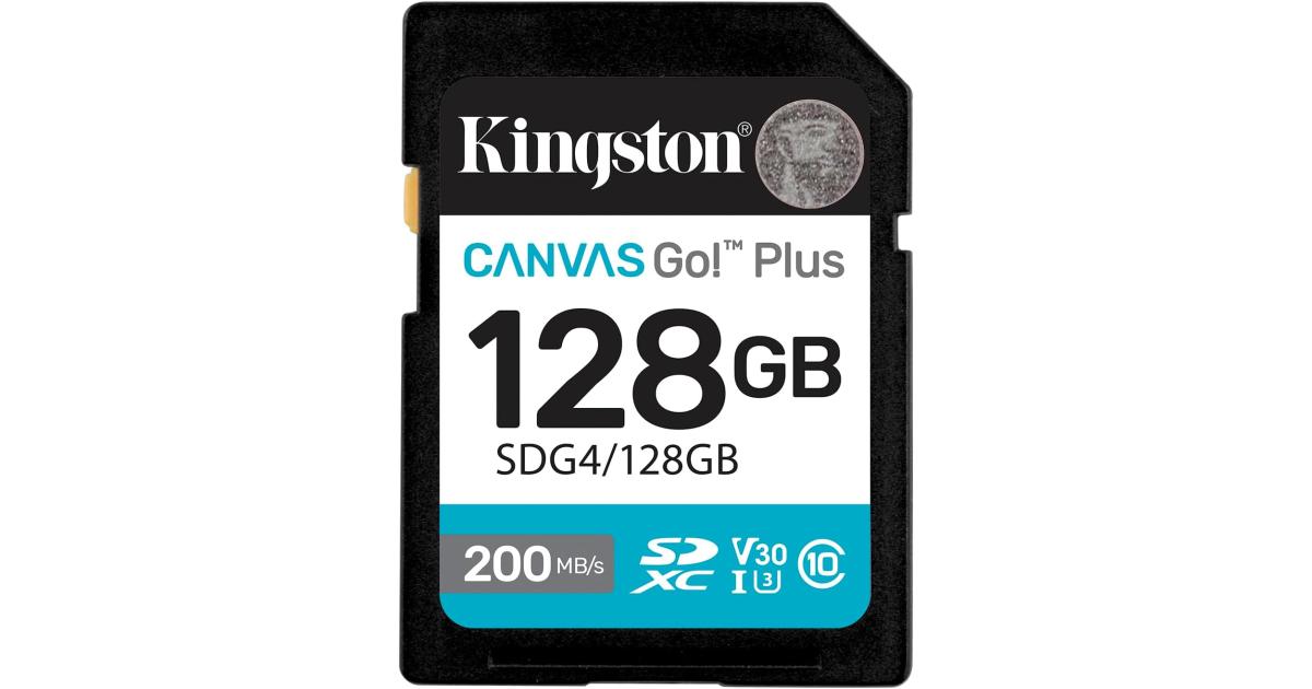 Kingston Canvas Go! Plus SD Memory Card (128GB) For DSLRs, Mirrorless Cameras & 4K Video Up to 200MB/s