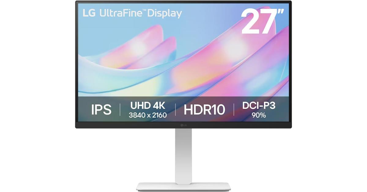 LG UltraFine 27US550 27" IPS 4K UHD HDR10 60Hz 1.07b DCI-P3 90% Color Display, Dynamic Action Sync, 3-side Virtually Borderless Adjustable Stand , White