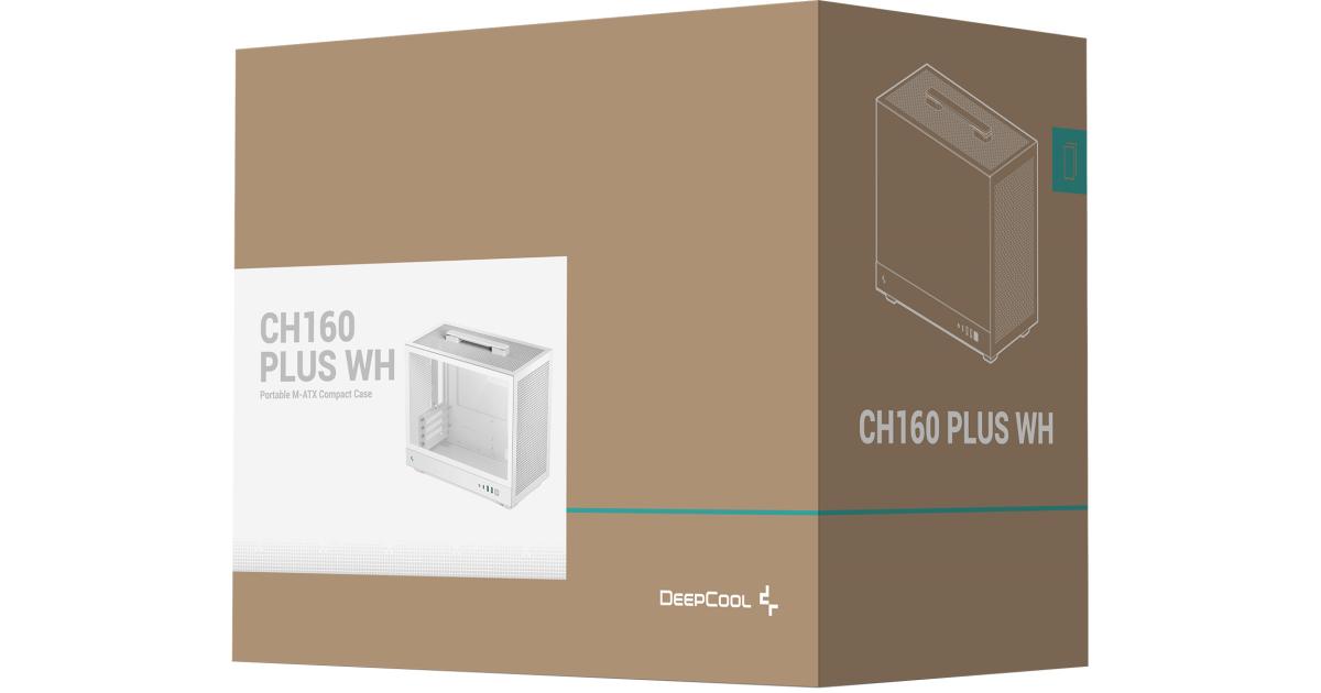 كيس كمبيوتر DeepCool CH160 PLUS Micro-ATX , Up to 240mm Radiator & 4x Fan Support, ABS + SPCC + Tempered Glass Materials, White