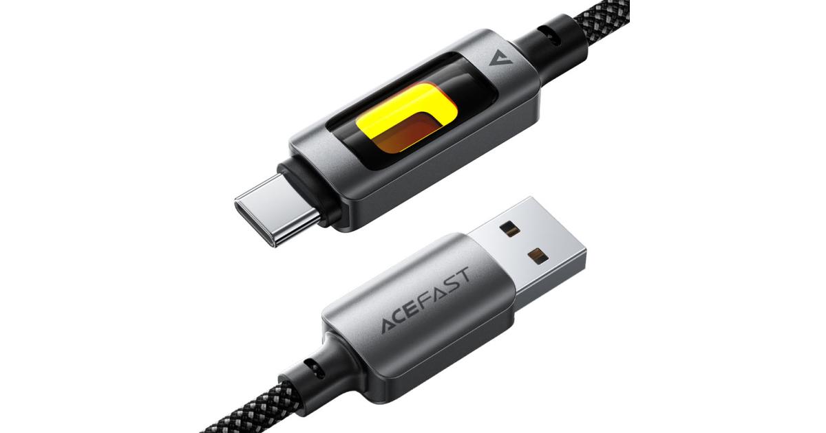 ACEFAST C21-04 Data & Charger Cable LED RGB 7 Gradient Light Indicator USB-A To Type-C Fast Charging Fantasy Color Series