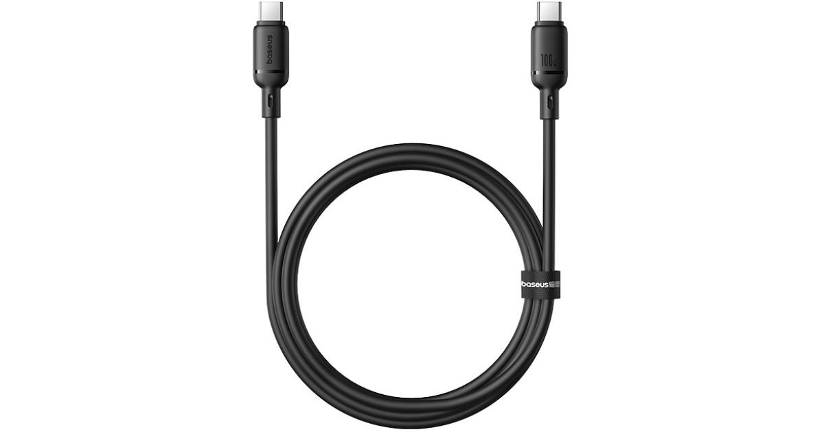 كابل شحن Baseus Silky Series Fast Type-C to Type-C 100W 1M - Black