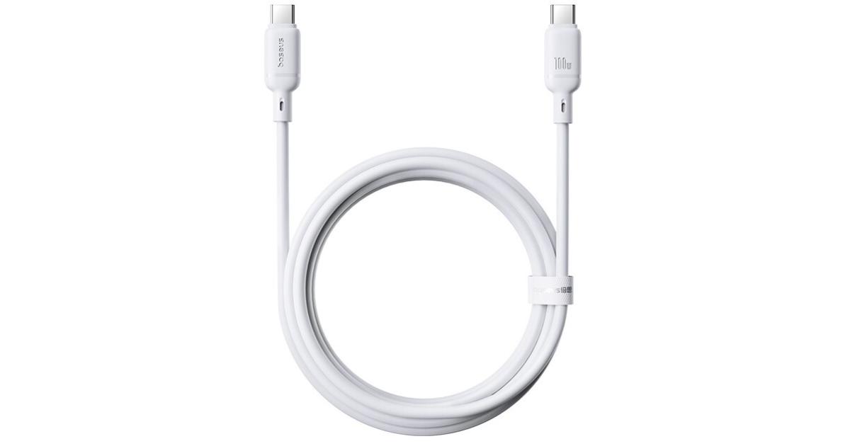 كابل شحن Baseus Silky Series Fast Type-C to Type-C 100W 1M - White