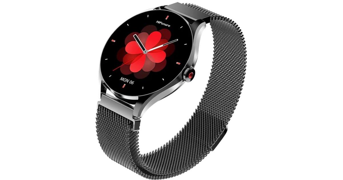 HiFuture Aura 2 Woman Bluetooth 5.3 Smart Watch, 1.32" Amoled display, IP68 Waterproof, 270mAh battery, provides up to 7 days, over 100 sports modes, Heart rate & Sleep Monitoring - Black