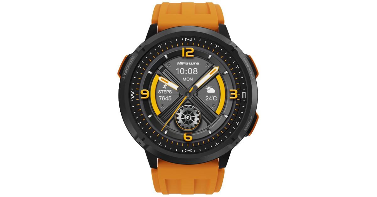 معالج HiFuture MIX 3 Smart Watch, 1.43" AMOLED Display, Powered by Dual Core & Syntra AI, 100+ Sports Modes Heart Rate & Oxygen Tracking, 3ATM Waterproof, up to 10 days daily use - Orange