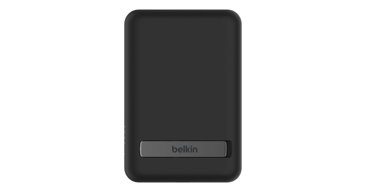باور بنك (شاحن متنقل) Belkin BoostCharge Wireless 5000mAh MagSafe Charger 7.5W, Built-in Pop-up Kickstand - iPhone 17, Air, Pro, Pro Max, AirPods, Apple Watch, Google Pixel 10, etc. - Black