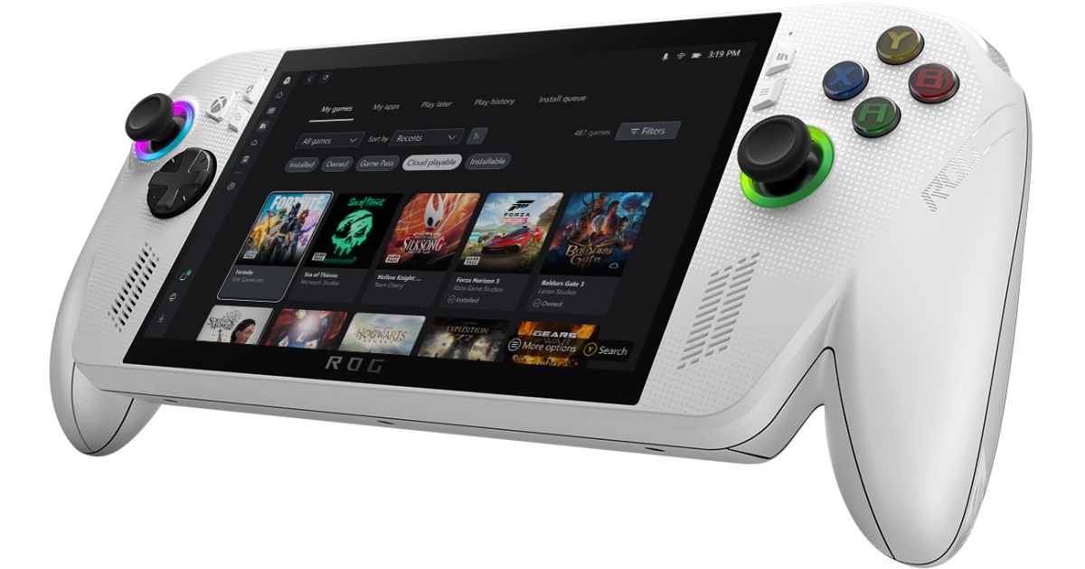 معالج ASUS ROG XBOX Ally (2025) RC73YA Gaming Handheld AMD Ryzen Z2 A 4-Cores w/ AMD Radeon 780M & 7" IPS 120Hz Gorilla Glass DXC Touch Screen - White