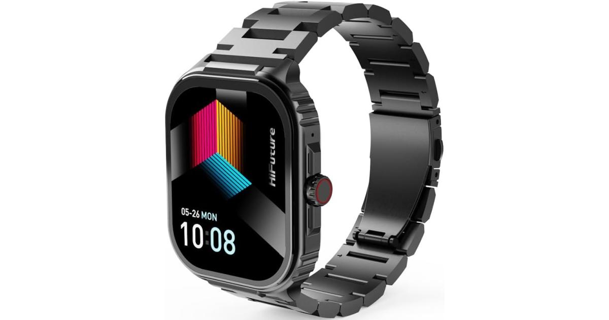 HiFuture Ultra3 PRO Premium Stainless Steel Smart Calling Watch, 2.04 Inch AMOLED Display, IP68 Waterproof, Enhanced Monitoring, 100+ Sports Modes, Sleep Monitoring, 7 Days Battery - Black