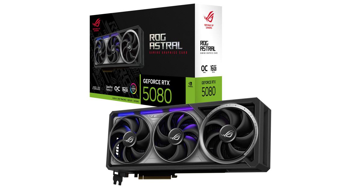 كرت شاشة ASUS ROG Astral Nvidia GeForce RTX 5080 16GB GDDR7 OC Edition PCI-Express 5.0 DLSS 4.0