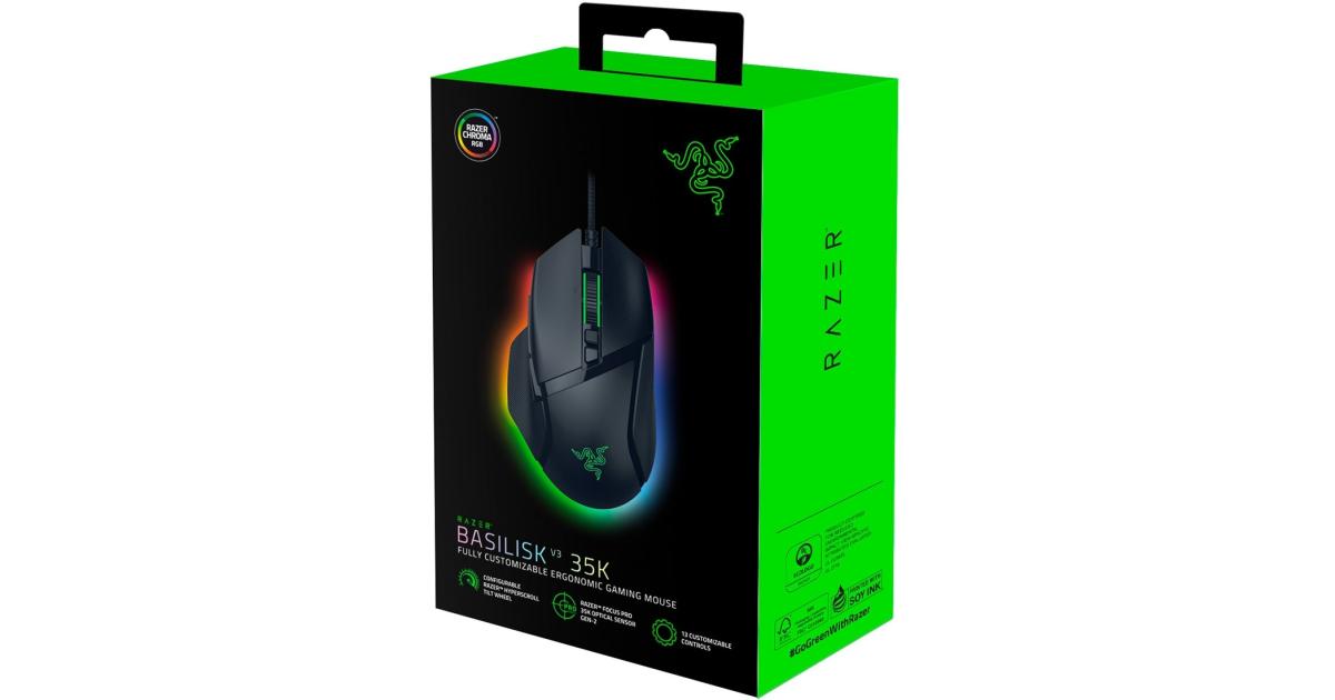ماوس ألعاب Razer Basilisk V3 35K Wired , Right-Handed, Focus Pro 35K Optical Sensor Gen-2, 35000 Max DPI, Optical Mouse Switches Gen-3, 4-Way Razer HyperScroll Tilt Wheel, Black