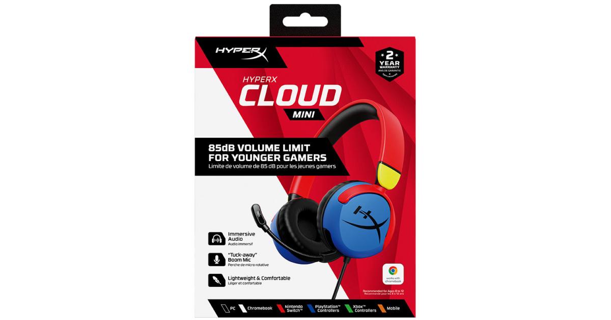 HyperX Cloud Mini Kids Wired Lightweight Volume level below 85dB Flip-to-Mute MIC Rotating Earcups For PC, Chromebook, Nintendo , PS, Xbox , Phones, Laptops, Tablets - (Multi-Color)