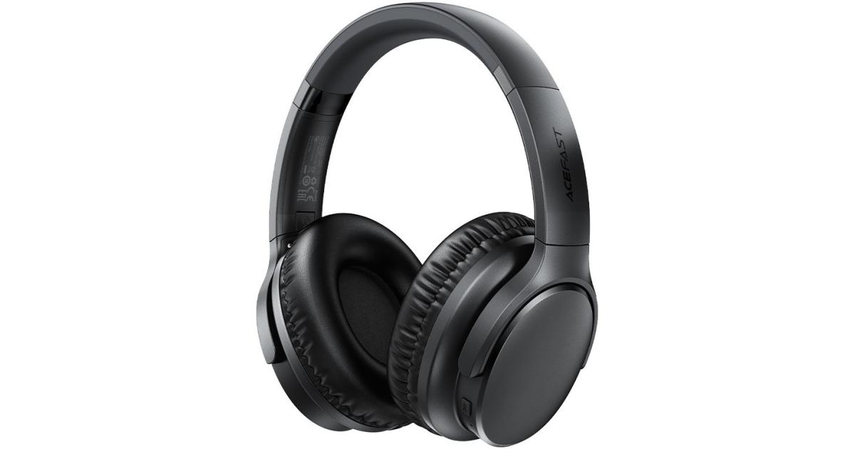 ACEFAST H10 Wireless Bluetooth 5.4 Over Ear Headphone Low Latency Gaming Earbuds with 40MM Speaker Foldable Music Sports Headphones - Black