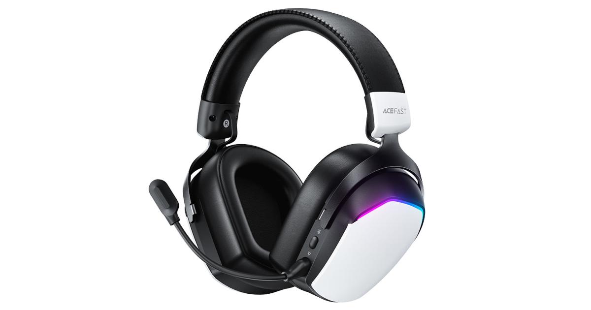 ACEFAST H11 Ultra Low Latency Gaming Wireless Headphone with RGB Light Detachable Mics 50MM Driver Speaker 2.4G, Bluetooth