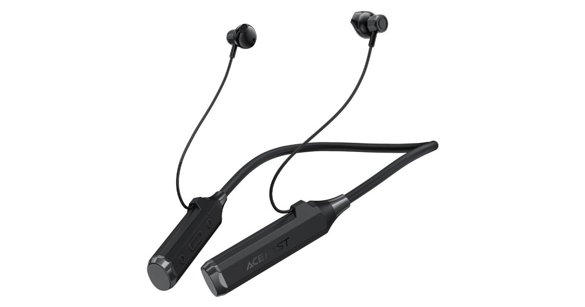 ACEFAST N6 Bluetooth 5.4 Wireless Neckband Earphones 120H Music Time in-Ear Magnetic Sport Earbuds Game Low Latency Supoort TF Card - Black