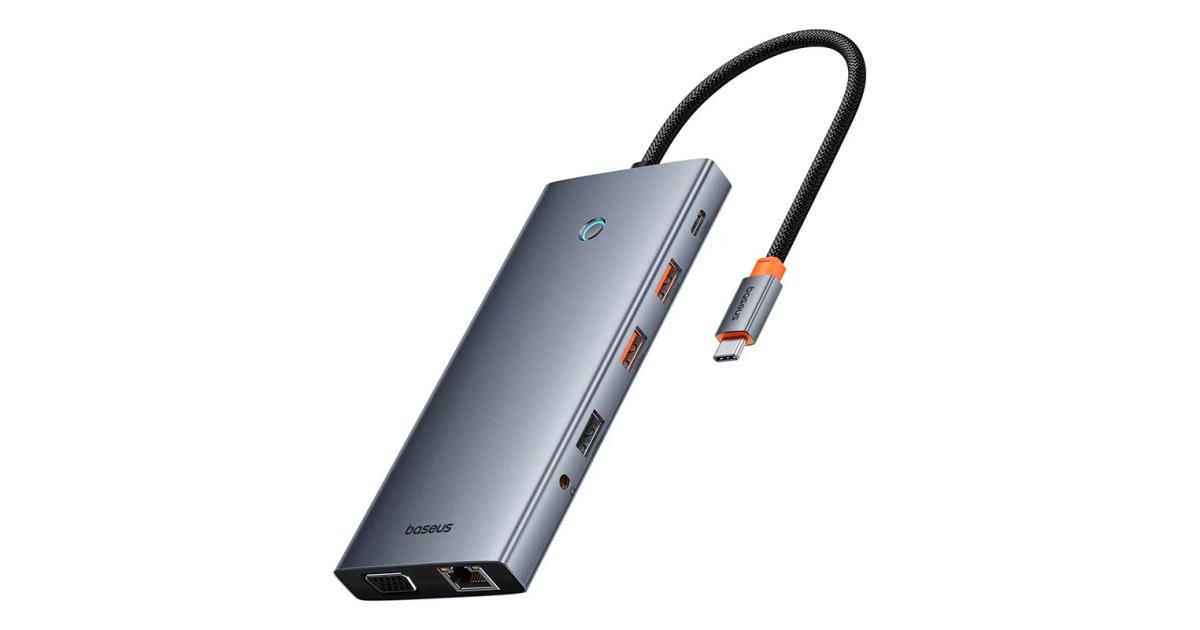 Baseus PortalJoy Series 13-Port HUB（Type-C to HDMI4K@60Hz*2+DP4K@120Hz*1+VGA*1+USB3.1*2+Type- C3.1*1+USB2.0*1+PD*1+RJ45*1+SD/TF*1+3.5mm*1) - Space Grey