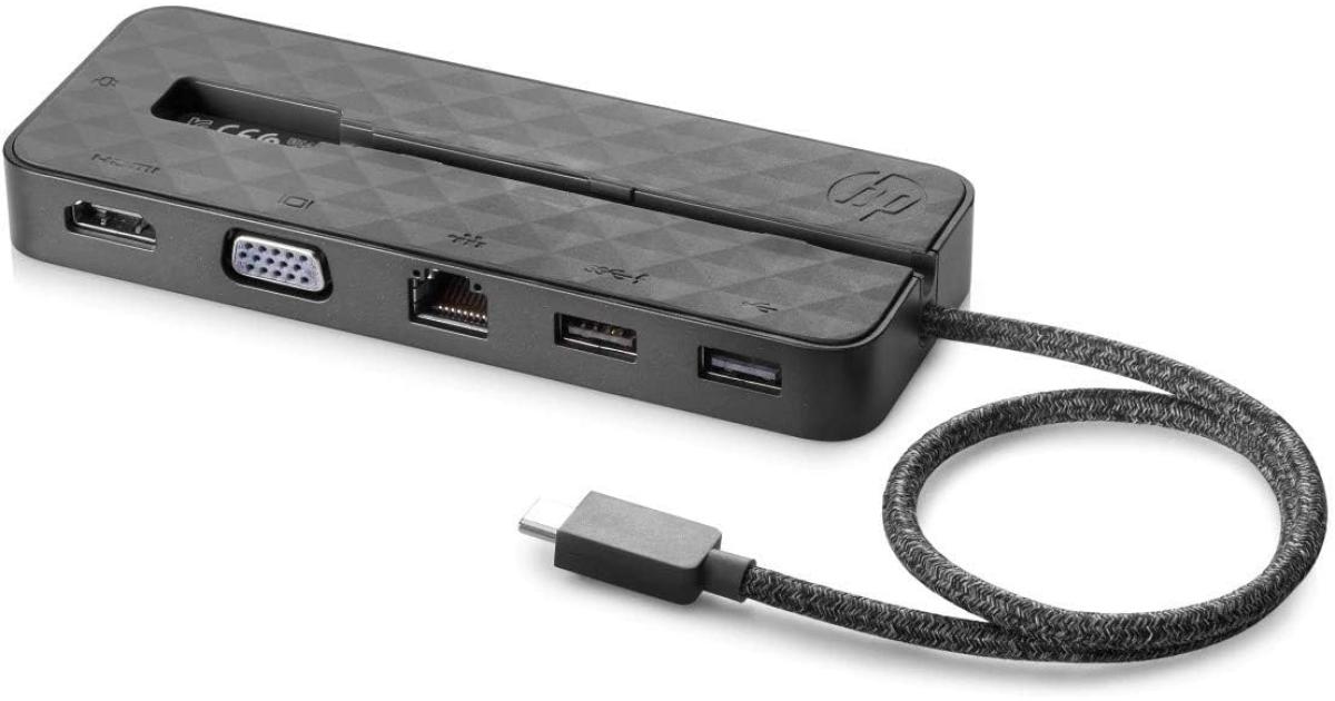 HP Travel Dock USB-C Port Replicator (USB 2.0, USB 3.0, Ethernet, VGA, HDMI) - Black