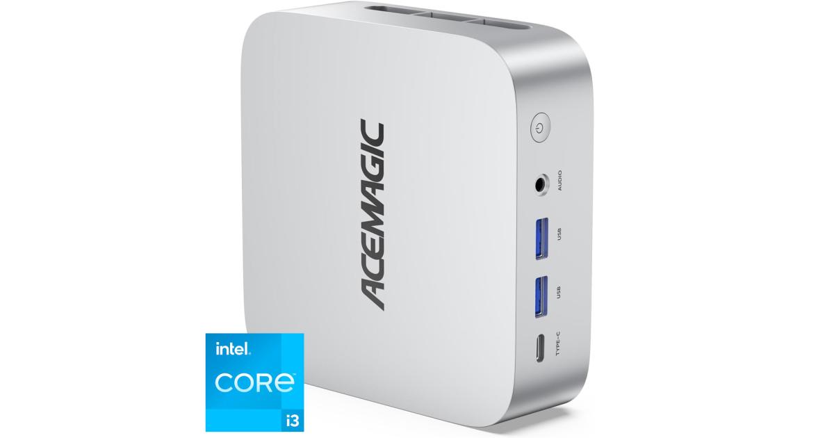 كمبيوتر صغير (Mini PC) ACEMAGIC W1 Barebone Intel 12Gen Core i3 6-Cores For Home & Business Support Triple 4K Display Support , Silver