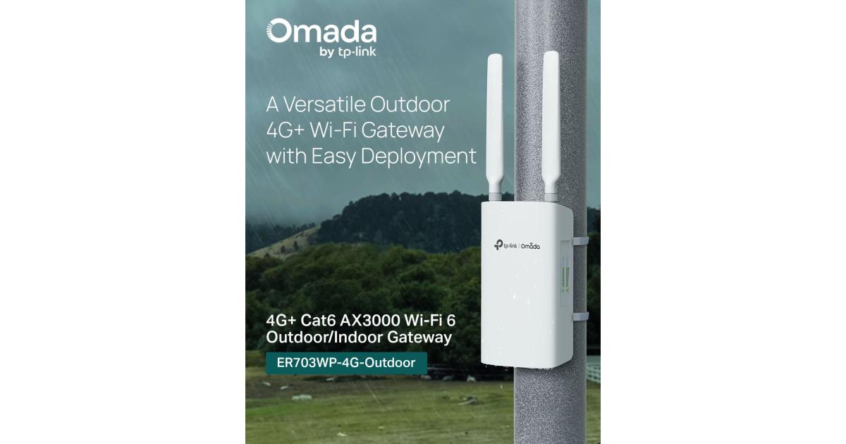 راوتر TP-Link ER703WP Outdoor AX3000 WiFi 6 , Indoor/Outdoor Gateway, Wifi Booster with SIM Slot, Omada Mesh 4G+ Cat6 WiFi , 3 Gigabit Ethernet Ports, Centralized Management, Weatherproof
