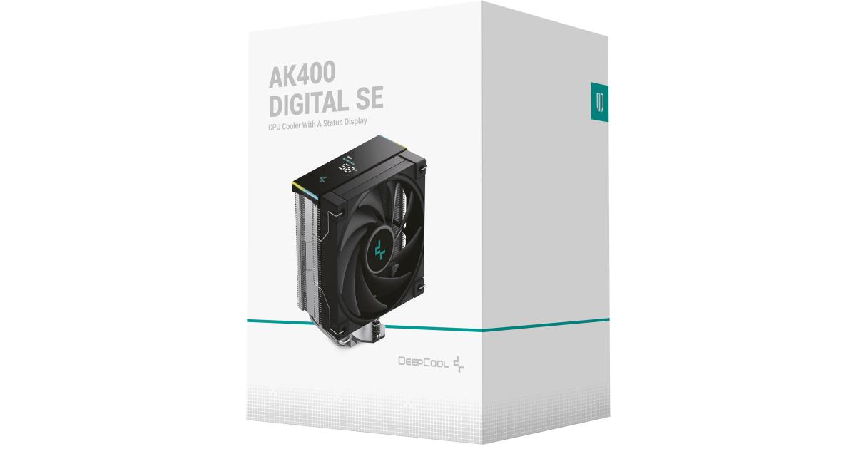معالج DeepCool AK400 Digital SE 1850 RPM PWM Air Cooler 4 Heatpipes Chip Cooling Heatsink w/ w/ ARGB LED Strip & Digital Screen Displays , Black