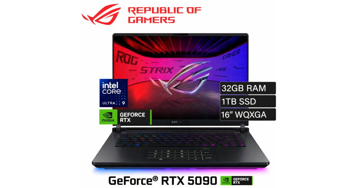 ASUS ROG Strix SCAR 16 (2025) G635 NEW Intel Core Ultra 9 Gen II 275HX 24-Cores w/ NVIDIA RTX™ 5090 24GB DDR7 & ROG Nebula IPS 2.5K 240Hz Display , Off Black