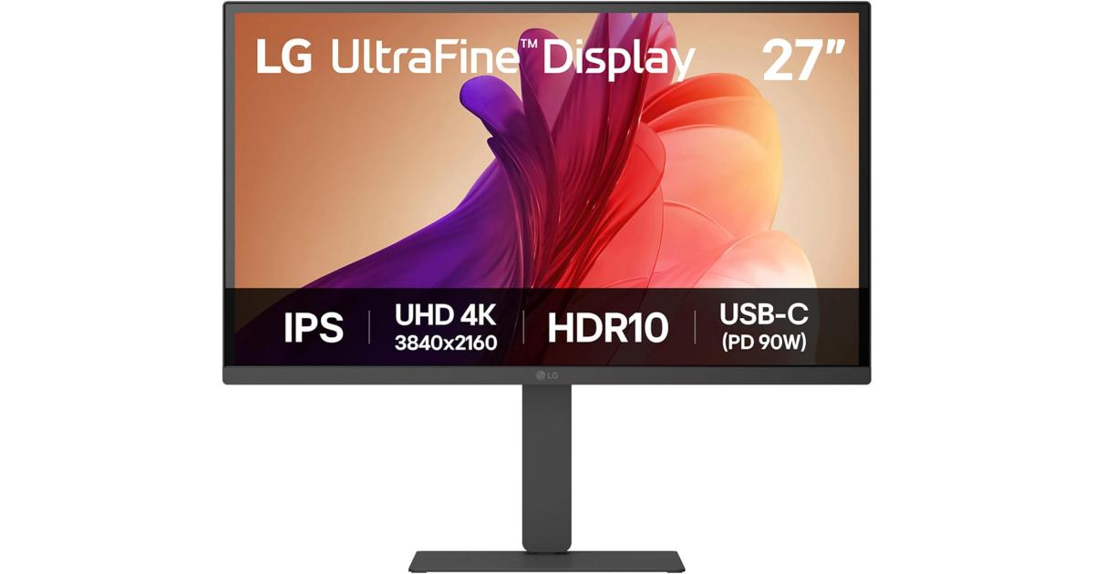شاشة LG 27U730A-B UltraFine , 27" IPS , 4K UHD , HDR10 , Super Resolution+, Dynamic Action Sync, USB Type-C (90W Power Delivery) , Speakers , Adjustable Stand , Black