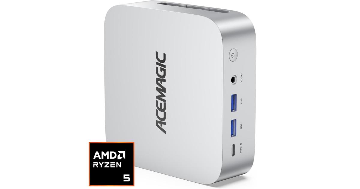 كمبيوتر صغير (Mini PC) ACEMAGIC W1 Barebone AMD Ryzen 5 7430U 6-Cores w/ VEGA 7 Graphic For Home & Business Support Triple 4K Display Support , Silver