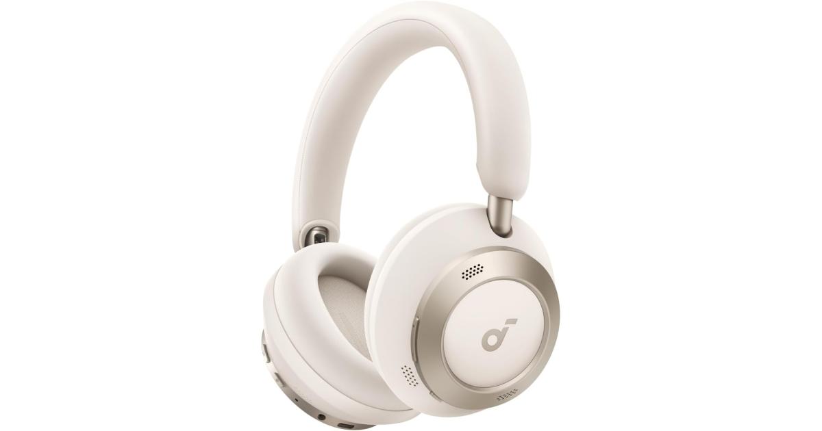 Anker Soundcore Space One Pro, with Headphones Case, Adaptive Active Noise Cancelling Headphones Driven by 6 Mics, Super Foldable Design, 60H Lossless Audio, Ultra-Fast Charging, Hi-Res Wireless - White