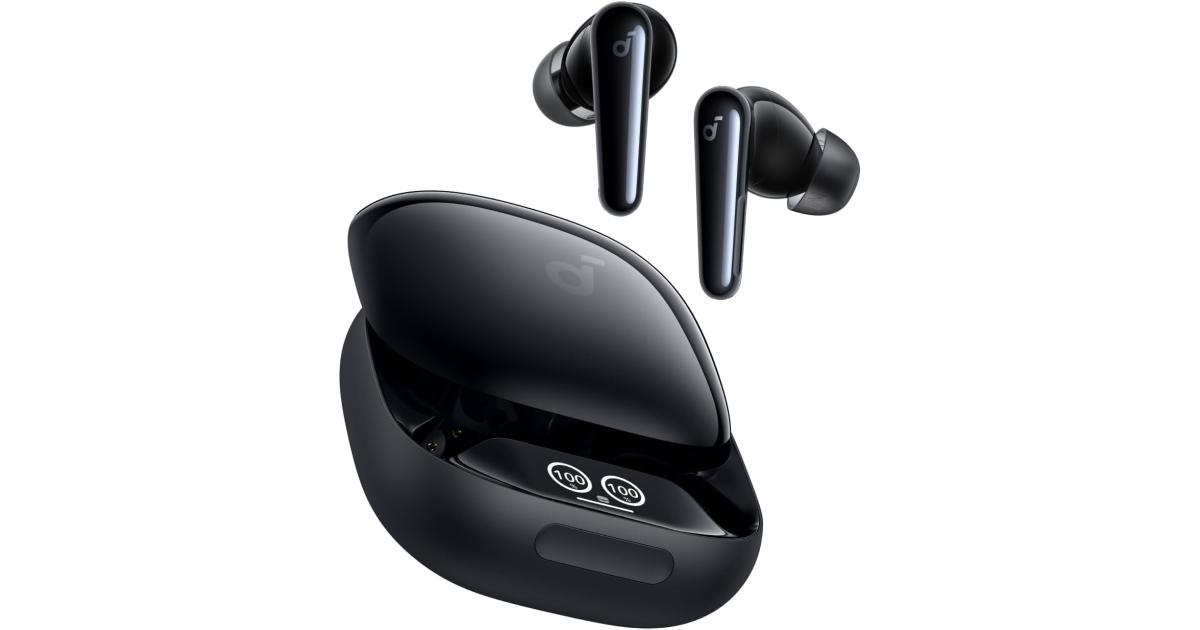 Anker Soundcore Liberty 4 Pro, Noise Cancelling Wireless Earbuds, 7-Sensor and Real-Time Adaptive Noise Cancelling, 2× Faster Charging, Studio-Level Hi-Fi Music, Clear Calls with 6 Mics and AI - Black
