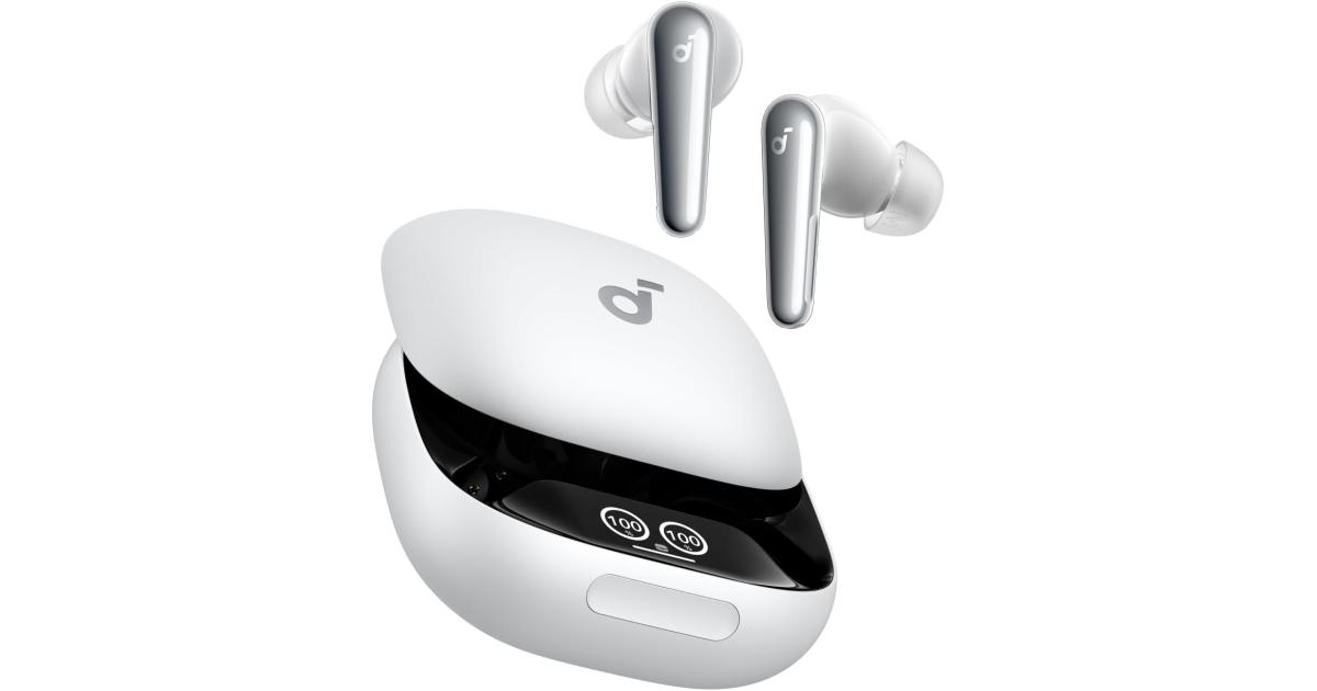 Anker Soundcore Liberty 4 Pro, Noise Cancelling Wireless Earbuds, 7-Sensor and Real-Time Adaptive Noise Cancelling, 2× Faster Charging, Studio-Level Hi-Fi Music, Clear Calls with 6 Mics and AI - White