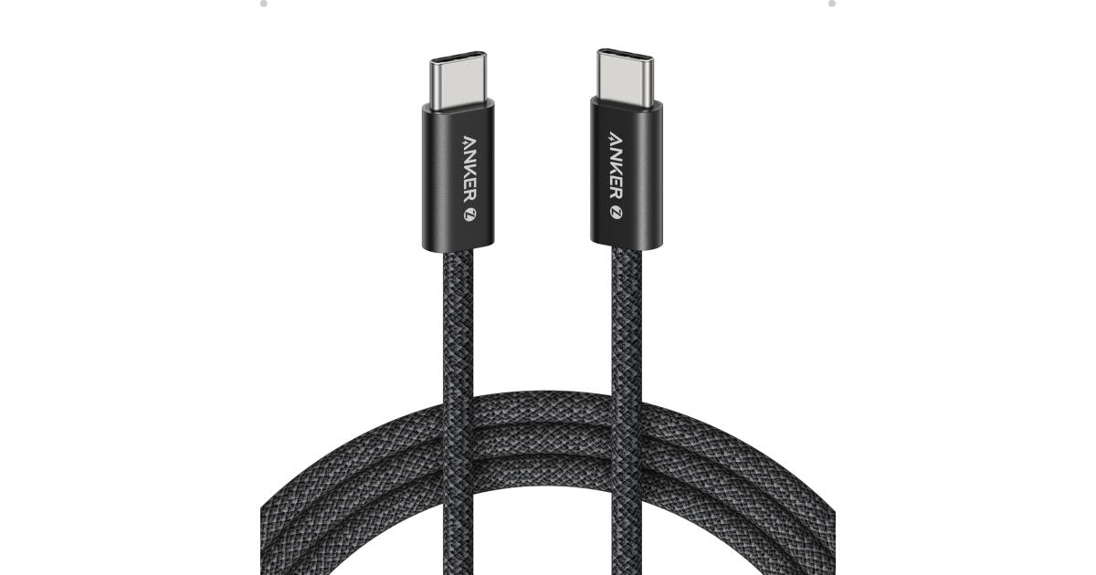 Anker Zolo 240W USB Type-C to USB Type-C Cable, Braided and Dirt-Free Type C Fast Charging 1.5m Cable - Black