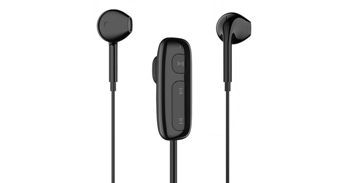 WiWU BE313 Bluetooth Wired Earphone with strong Magnetic Clamp Sports Earbuds Stereo Sound HiFi Wired Headphone with Mic Up to 11 Hours - Black