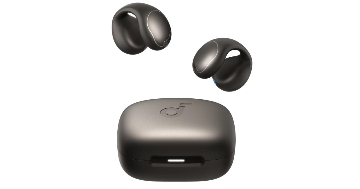 Anker Soundcore C40i, Open-Ear Earbuds, Clip-On Headphones, Flexible Joint Design, Button Controls, Lightweight Comfort, Stable Fit with Attachable Ear Grips, Expansive Drivers for Clear Sound - Black