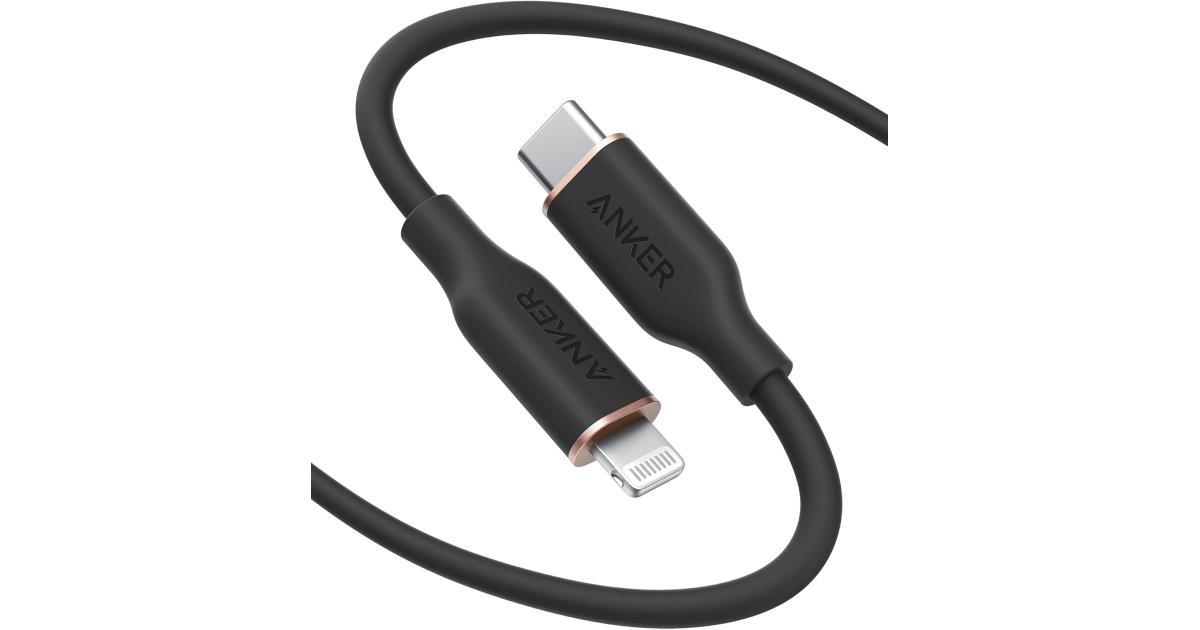 Anker CA-A8663 USB-C to Lightning Cable, (Midnight Black, 1.8M), MFi Certified, Powerline III Flow Silicone Fast Charging Cable for iPhone 13 13 Pro 12 11 X XS XR 8 Plus - Back