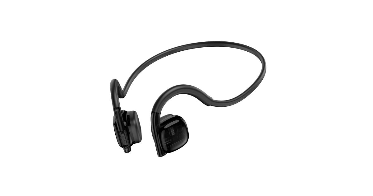 سماعة رأس WIWU Marathon Pro Wireless Air Conduction Waterproof Sport , 6 hours Long Battery Life, Bluetooth 5.3, Ultra-light materials and skin-friendly - Black