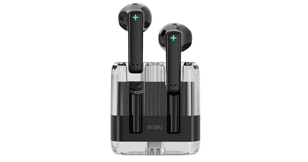 WiWU T21 Transparent Wireless Bluetooth Earbuds Environmental Noise Cancellation up to 180 hours of standby power - Black
