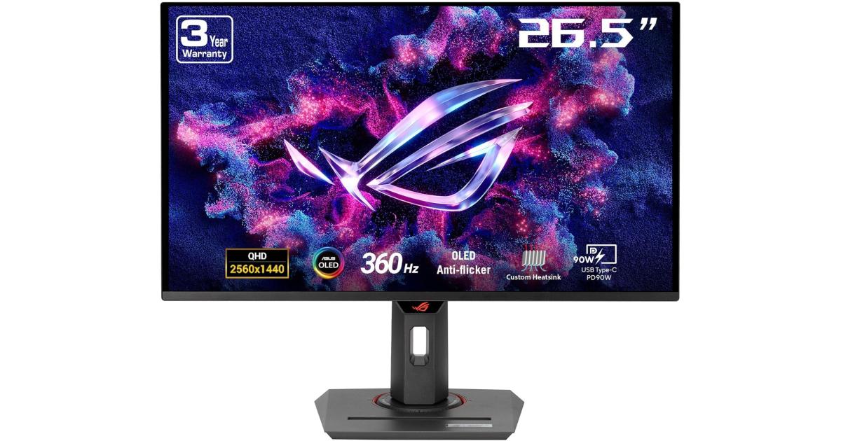 ASUS ROG Strix XG27ACDNG 27" QD-OLED Display, 2K QHD , 360Hz , 0.03ms DisplayHDR™ 400 ASUS OLED Care+, G-SYNC Compatible w/ USB-C® 90W Power Delivery , Black