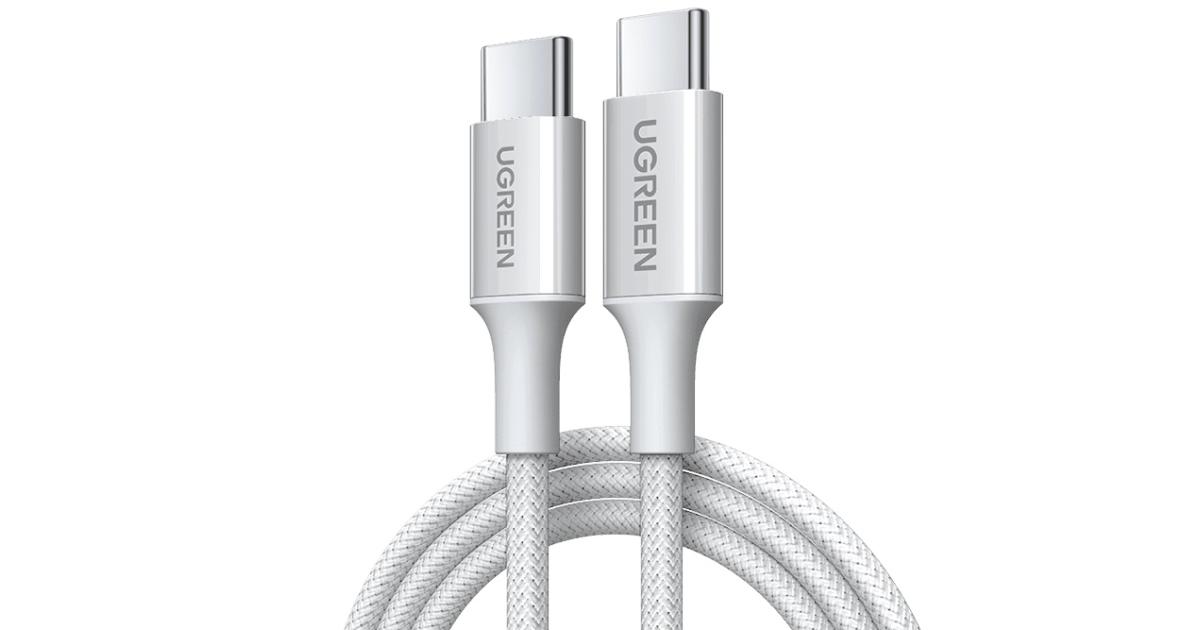 كابل شحن UGREEN L501 Type-C To Type-C 60W 3A Fast Data 1m - White