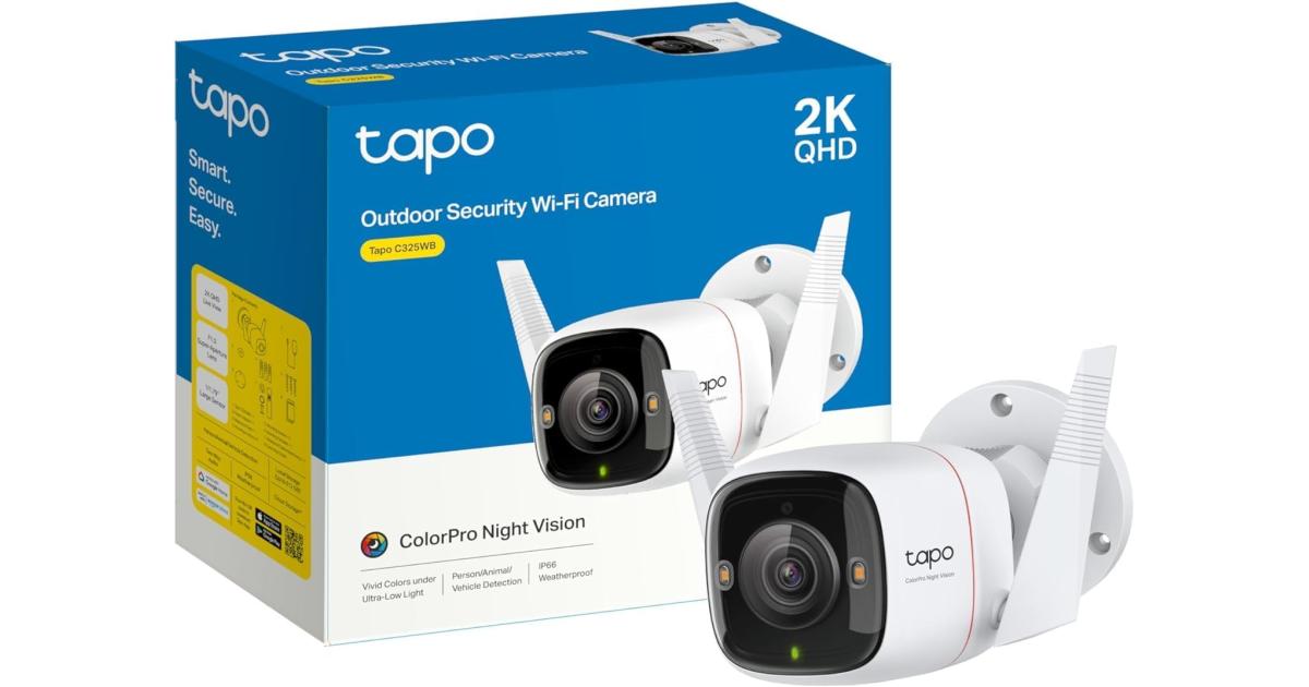 TP-Link Tapo ColorPro C325WB 2K QHD Security Camera Outdoor Wireless Daylight Clarity at Night Person/Pet/Vehicle Detection Cloud/SD Card Storage, Local/Cloud Storage | 127° FOV | Built-in Siren