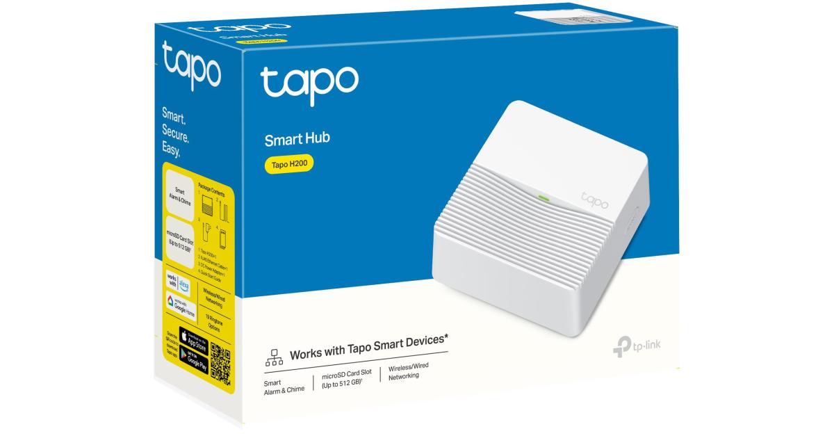 TP-Link Tapo H200 Smart IoT Hub, Up to 64 Switches & Sensors or Buttons + 4 Battery Cameras or Doorbells, Not Compatible with Tapo Camera Models with Cable