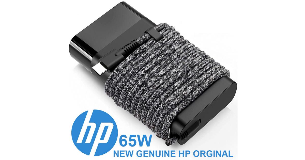 HP Genuine 65W USB-C Slim Power Adapter, AC 100-240V, 50/60Hz, Power Saving, Black