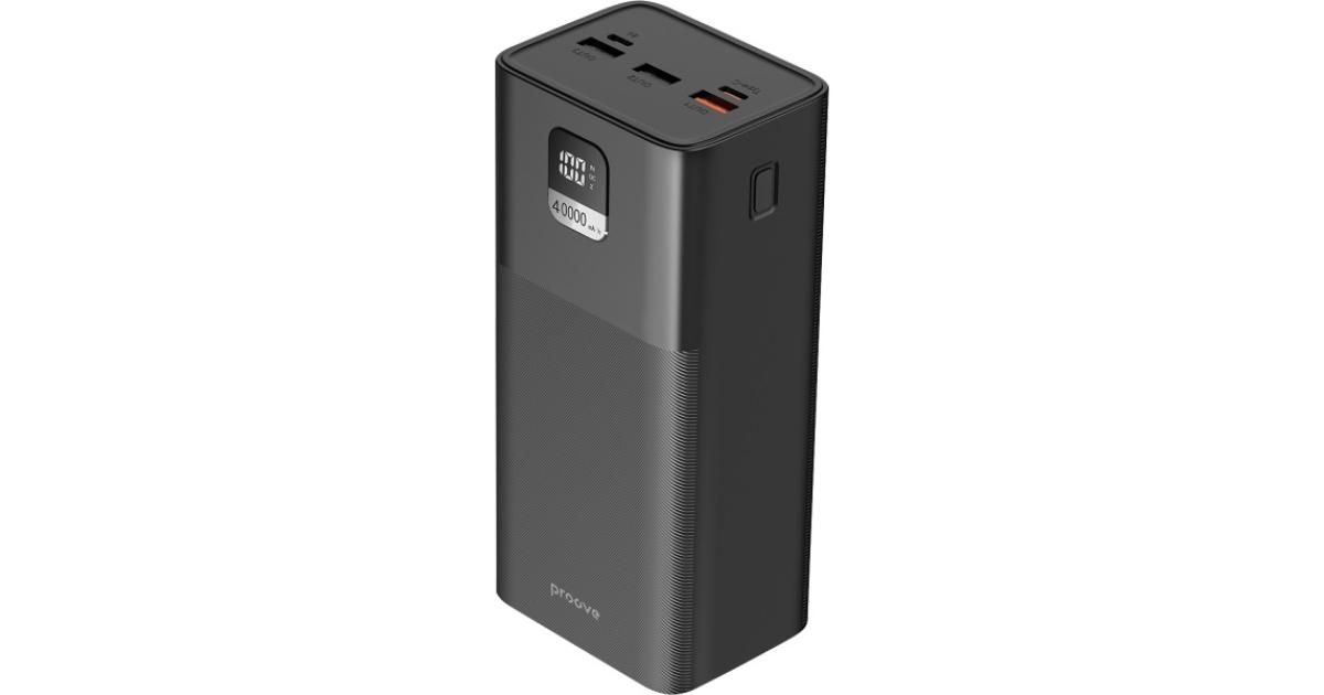 باور بنك (شاحن متنقل) Proove Giant Lite Type-C, Micro USB, 3xUSB, 22.5W 40000mAh - Black