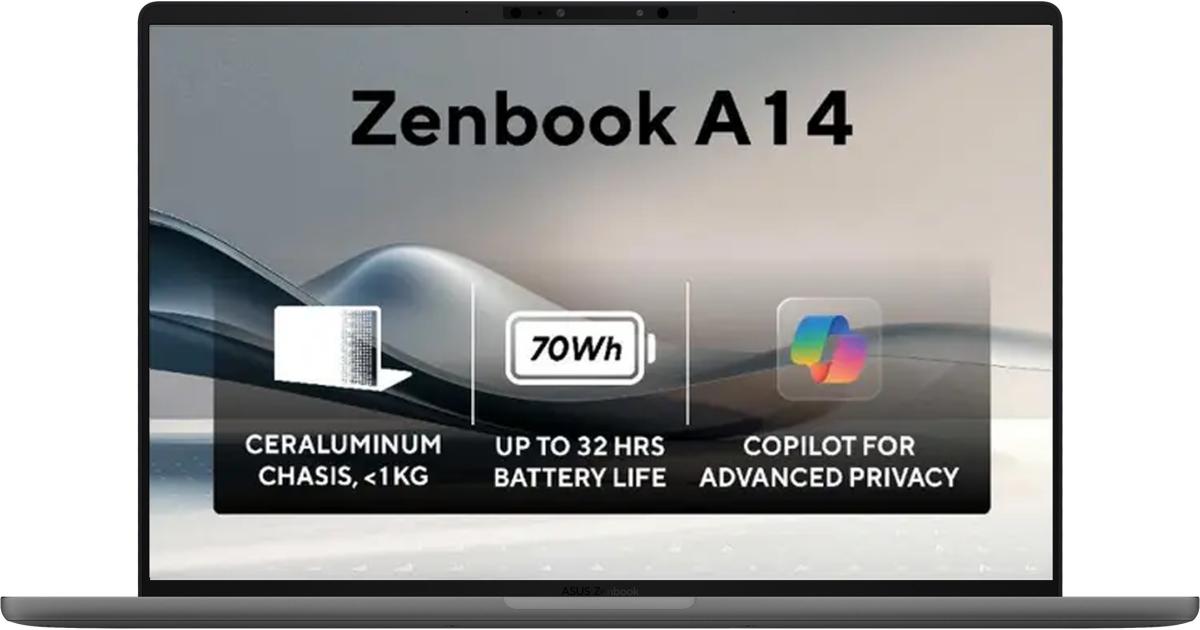 ASUS Zenbook A14 (2024) UX3407RA Copilot+ PC NEW Snapdragon X Elite 78 12-Cores AI-Powered up to 18 hours Ultra -Lightweight 980g w/ Dedicated Copilot Key & OLED - Iceland Gray